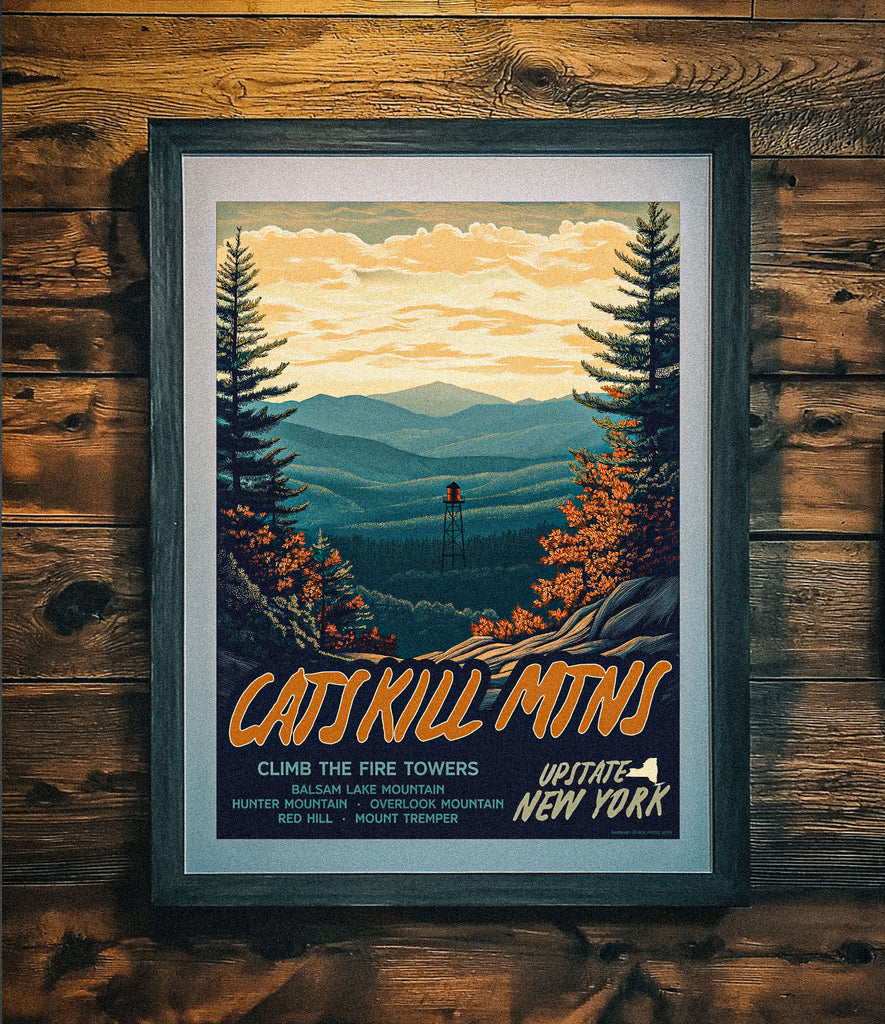 CATSKILL FIRE TOWERS TRAVEL POSTER